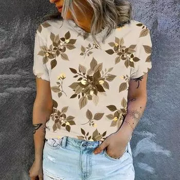 Футболка с 3D-принтом в стиле ретро для отдыха, женская футболка, модная футболка с принтом, элегантная женская футболка S