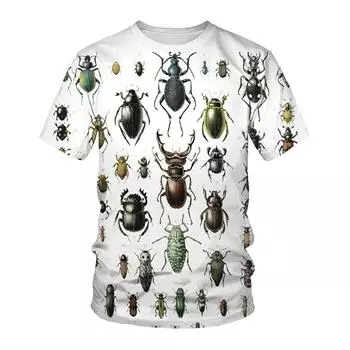Футболка с 3D-принтом в виде насекомых для мужчин, футболки с рисунком бабочек, летние свободные топы с коротким рукавом, унисекс, футболки с круглым вырезом S