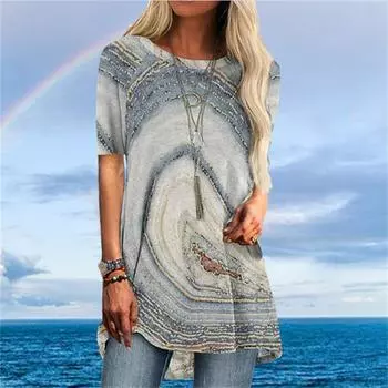 Футболка с 3D-принтом в западном ацтекском этническом стиле для женщин, уличная одежда, футболки с коротким рукавом, топы Y2K, женская туника, футболка, свободная одежда S