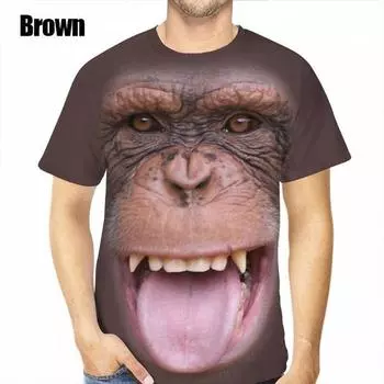 Футболка с 3D-принтом «Забавная обезьяна и орангутан», мужская повседневная футболка с коротким рукавом, дышащая летняя футболка S серый