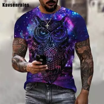 Футболка с 3D принтом забавных животных, совы и птицы, уличная одежда в стиле Харадзюку для мальчиков и девочек, крутая футболка, мужская летняя повседневная футболка с коротким рукавом XXS