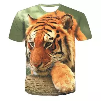 Футболка с 3D тигром и львом, мужские футболки с 3D принтом, модные футболки с круглым вырезом, одежда, мужские повседневные футболки с короткими рукавами, летний топ S