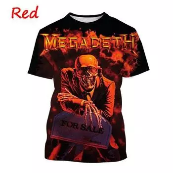 Футболка с 3D винтажным принтом Megadeth, летняя модная мужская и женская популярные футболки, пуловер в стиле хип-хоп с короткими рукавами, топы для мальчиков S