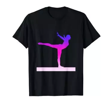 Футболка с акварелью «Гимнастическое бревно» розового и фиолетового цвета чёрный