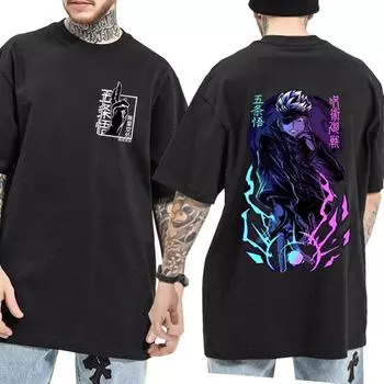 Футболка с аниме для мужчин/женщин Harajuku Manga Gojo Satoru Sensei Print Tee Shirt Summer Jujutsu Kaisen Fashion Clothing Female Tops XS