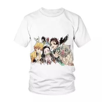 Футболка с аниме-принтом, модная летняя футболка с короткими рукавами и мужским и женским принтом XS