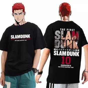 Футболка с аниме Slam Dunk для мужчин Sakuragi Hanamichi Kaede Rukawa, футболки манга, женские футболки в стиле хип-хоп с короткими рукавами, доставка одежды XL
