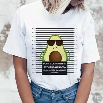 Футболка с авокадо Kawaii Harajuku, женская футболка Ullzang Vagan, забавная футболка с героями мультфильмов 90-х годов, футболка в корейском стиле S белый
