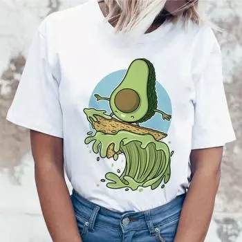 Футболка с авокадо Kawaii Harajuku, женская футболка Ullzang Vagan, забавная футболка с героями мультфильмов 90-х годов, футболка в корейском стиле 2XL белый