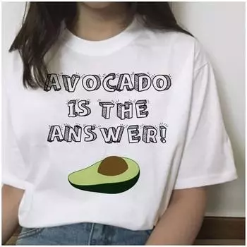 Футболка с авокадо, веганская футболка Ulzzang, женские топы с короткими рукавами, корейский стиль, Ulzzang Kawaii, женская футболка 90-х годов, сублимационная футболка S белый