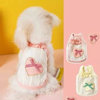 Футболка с бантом на ремне для собак Летняя тонкая кофточка для домашних животных Модная одежда для домашних животных Четыре сезона XS розовый
