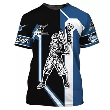 Футболка с бейсбольным принтом, свободный свитшот, летняя хит продаж, повседневная мужская одежда с круглым вырезом и короткими рукавами, унисекс, униформа большого размера XS