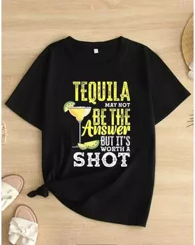 Футболка с буквенным принтом больших размеров, повседневный топ с круглым вырезом и короткими рукавами на весну и лето, женская одежда больших размеров 1XL чёрный