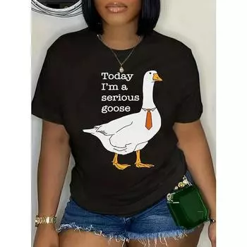 Футболка с буквенным принтом больших размеров, повседневная футболка с круглым вырезом и коротким рукавом, женская одежда больших размеров M