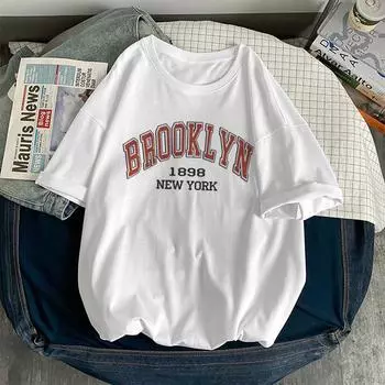 Футболка с буквенным принтом, летняя женская футболка с коротким рукавом, повседневная женская повседневная футболка S