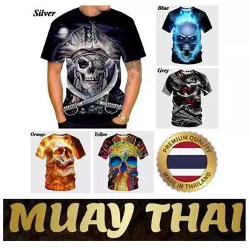 Футболка с черепом для тайского бокса, 3D-принтом, винтажная тренировочная, быстросохнущая, для мужчин и женщин, унисекс, с коротким рукавом, с круглым вырезом, смешанные боевые искусства XS