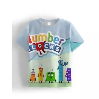 Футболка с цифрами и блоками для детей Одежда для мальчиков Футболки для детей Детская одежда для мальчиков Летняя детская одежда Одежда для мальчиков Топы 100 cm