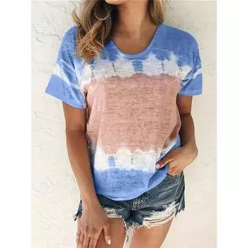 Футболка с цветным рисунком Harajuku для женщин, повседневные простые футболки с 3D-принтом, летние свободные топы, футболки с круглым вырезом и короткими рукавами L