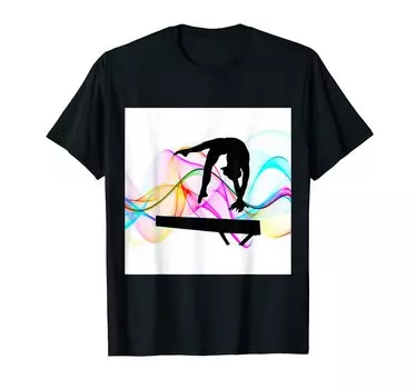 Футболка с цветным узором «Гимнастическое бревно» чёрный