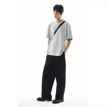 Футболка с деталями швов HM свободного покроя, серая меланжевая XS