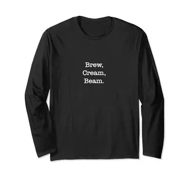 Футболка с длинным рукавом Brew Cream Beam Funny Cream Tea в минималистском стиле чёрный