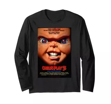 Футболка с длинным рукавом для детей с надписью «Кто?» от Chucky Play 3 Look Stalking Poster чёрный