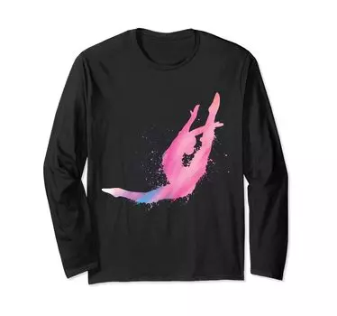 Футболка с длинным рукавом для девочек Gymnast Retro Gymnastics Mat Tumbling чёрный