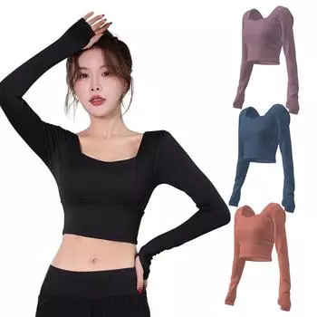Футболка с длинным рукавом для фитнеса и йоги, топ для спортзала, женские рубашки для йоги, спортивный топ, женская футболка для бега, женская футболка для бега, активная одежда S чёрный