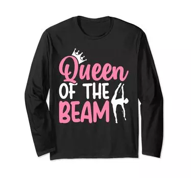 Футболка с длинным рукавом для гимнастки-акробатки «Королева бревна» чёрный