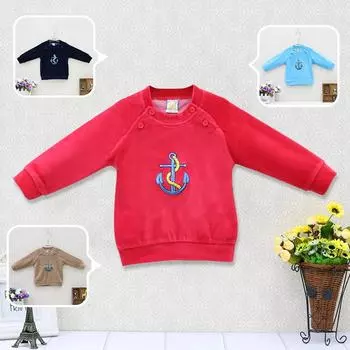 Футболка с длинным рукавом для мальчика и девочки, топы с круглым воротником, бархатная, зимняя, весенняя, толстая, теплая, на пуговицах, детская одежда, толстовка, одежда для младенцев 3M 1/3 красный