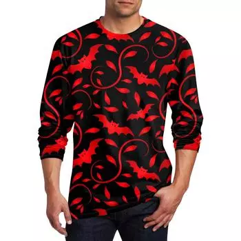 Футболка с длинным рукавом для мальчиков весна-осень, трендовая 3D-печать высокой четкости, уличный стиль, воротник O, свободный, повседневный, свободный, удобный топ S