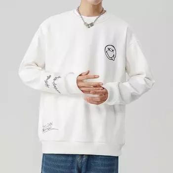 Футболка с длинным рукавом для мужчин, большой размер, толстовка с капюшоном для мужчин, весна и осень, новый принт, модный бренд Instagram, свободная повседневная рубашка для мужчин M