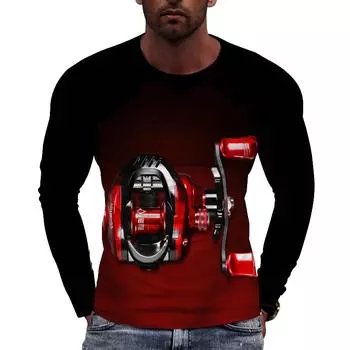 Футболка с длинным рукавом для мужчин и любителей рыбалки с рисунком удочки на весну и осень, повседневный топ в стиле хип-хоп S