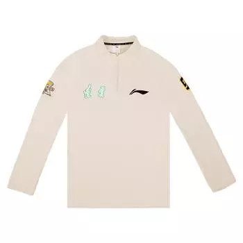Футболка с длинным рукавом для тренировок Li Ning CBA Series 24-25 Season Liaoning Team Outdoor Letter Logo, мужские топы, овсяно-серого цвета ATLU281-1 3XL
