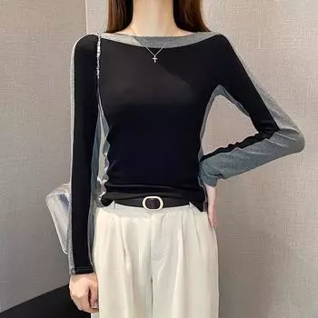 Футболка с длинным рукавом для женщин, осень-зима, облегающая, с абразивным нижним слоем и термоверхом внутри M