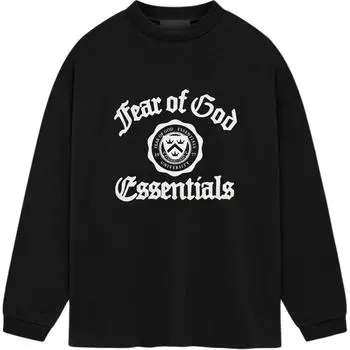 Футболка с длинным рукавом Fear of God Essentials Heavy (FW24) Черная мужская уличная одежда 125HO242010F S