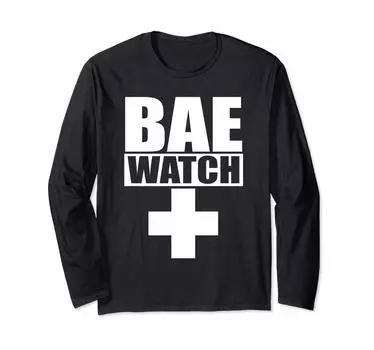 Футболка с длинным рукавом Funny Bae Watch Love My Bae чёрный