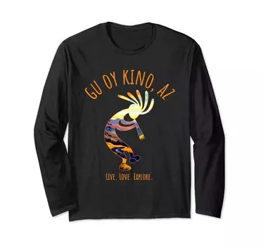 Футболка с длинным рукавом Gu Oy Kino Arizona USA Dancing Kokopelli Southwest Design чёрный