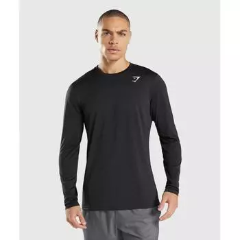 Футболка с длинным рукавом GYMSHARK, черная, A2A1H BBBB XS