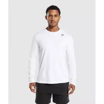 Футболка с длинным рукавом GYMSHARK Crest, белая A1A9E WBBM XS