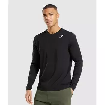 Футболка с длинным рукавом GYMSHARK Crest, черная A1A9E BBBB XS