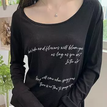 Футболка с длинным рукавом Heavy Industry Hot Diamond Letter Sky Design Fake Two Lace для женщин L чёрный