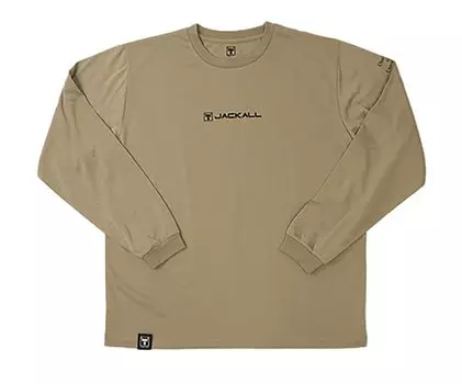Футболка с длинным рукавом и логотипом JACKALL спереди (Антибактериальный и дезодорирующий) Песочно-бежевый Размер XXL