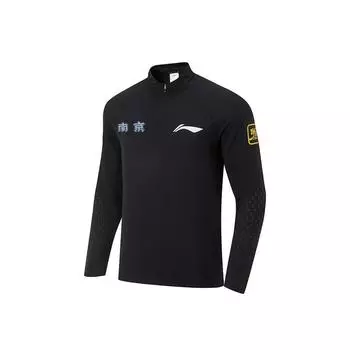 Футболка с длинным рукавом и логотипом Li Ning CBA Series 24-25 Season Nanjing Team Outdoor Training, мужские топы, черные ATLU265-2 L