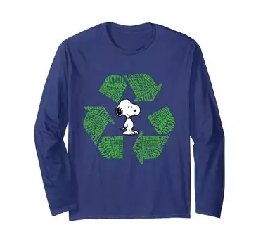 Футболка с длинным рукавом и надписью «Переработка мусора» от PEANUTS Snoopy синий