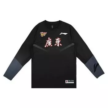 Футболка с длинным рукавом и принтом логотипа серии Li Ning Cba, черная, ATLS139-1, сезон 22-23 L