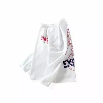 Футболка с длинным рукавом и принтом в корейском стиле для мальчиков, осень 2024 г. 120 cm белый