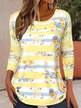 Футболка с длинным рукавом и ярким цветочным принтом 3D, модный узор, женская одежда, повседневная одежда y2k, женская одежда Harajuku S