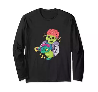 Футболка с длинным рукавом «Инопланетный мозговой лазерный луч» чёрный