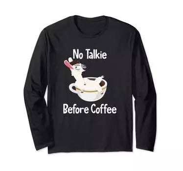 Футболка с длинным рукавом из альпаки «No Talkie Before Coffee» от Pako Lama